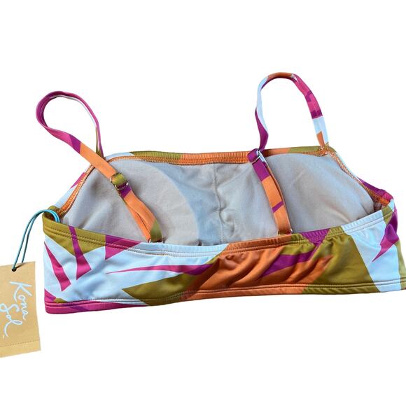 Kona Sol Women's Pink and Orange Abstract Print Bikini Top - Size Medium - NWT - Picture 5 of 8